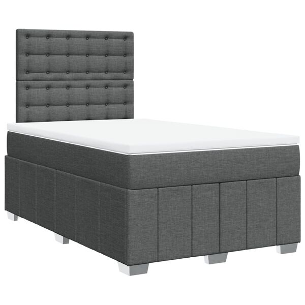 vidaXL Boxspringbett mit Matratze Dunkelgrau 120x200 cm Stoff