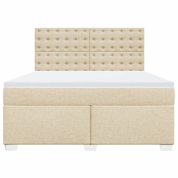 vidaXL Boxspringbett mit Matratze Creme 180x200 cm Stoff