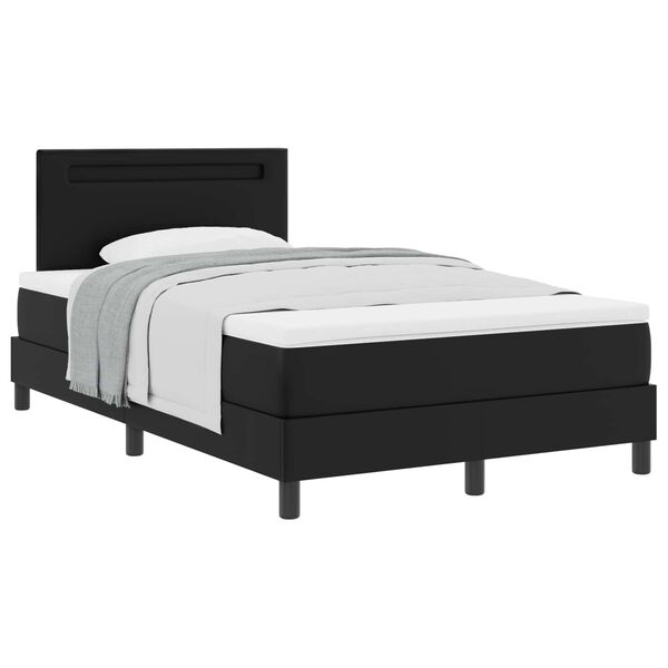 vidaXL Boxspringbett mit Matratze Schwarz 120 x 190 cm Kunstleder