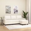 vidaXL 3-Sitzer-Sofa mit Hocker Creme 180 cm Kunstleder