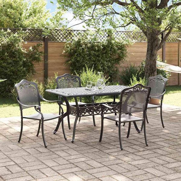 vidaXL Garten Essgruppe 5 pcs Schwarz Aluminium
