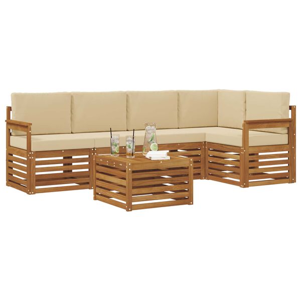 vidaXL Sofagarnituren 6 pcs Natur und Beige Massivholz Akazie