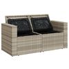 vidaXL Gartensofa mit Kissen 2-Sitzer Hellgrau Poly Rattan