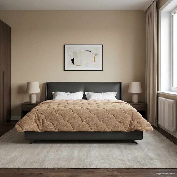 vidaXL Ganzjahresbettdecke Gepolstert Taupe 220 x 240 cm