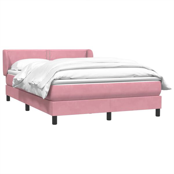 vidaXL Boxspringbett mit Matratze Rosa 140x210 cm Samt