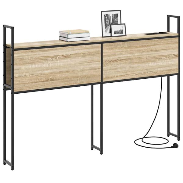 vidaXL Kopfteil mit Stauraum mit Ladestation mit Regal Sonoma-Eiche