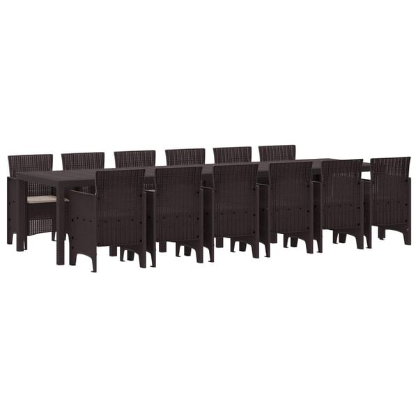 vidaXL Garten Essgruppe 13 pcs Braun Polt Rattan