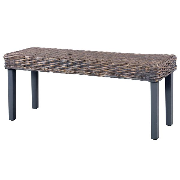 vidaXL Sitzbank 110 cm Grau Natur Kubu-Rattan und Massivholz Mahagoni