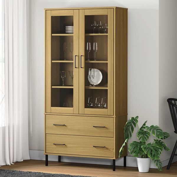 vidaXL B&uuml;cherschrank OSLO Metallbeine Braun 85x35x172,5 cm Massivholz