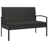 vidaXL Gartenbank mit Kissen Schwarz 105 cm Poly Rattan