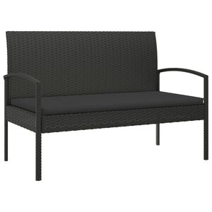 vidaXL Gartenbank mit Kissen Schwarz 105 cm Poly Rattan