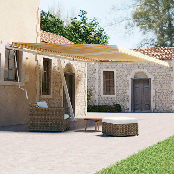 vidaXL Standmarkise Manuell Einziehbar 500x300 cm Gelb/Weiß