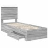 vidaXL Bettrahmen Graue Sonoma und Silber 70 x 190 cm Holzwerkstoff