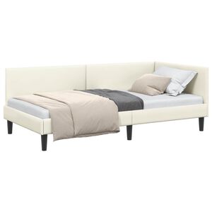 vidaXL Eckbettgestell mit Kopfteil Creme 90 cm x 190 cm Samt