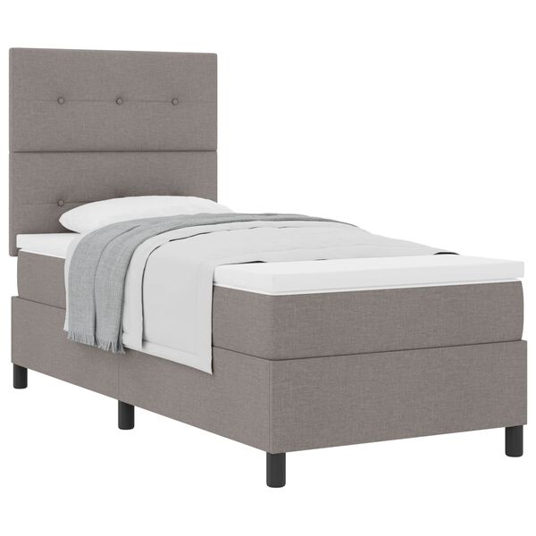 vidaXL Boxspringbett mit Matratze mit Kopfteil Taupe 90 x 200 cm Stoff