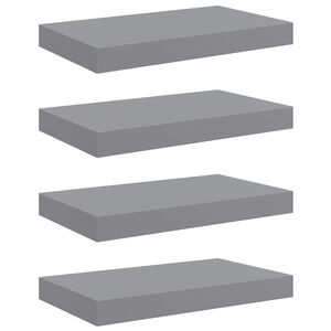 vidaXL Schwebende Wandregale 4 Stk. Grau 40x23,5x3,8cm MDF