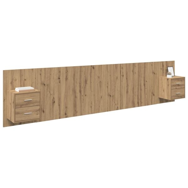 vidaXL Kopfteil mit Schrank 3 pcs Artisan-Eiche Holzwerkstoff