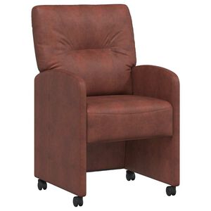 vidaXL Esszimmerst&uuml;hle mit Rollen 2 pcs Gl&auml;nzendes Braun Kunstleder
