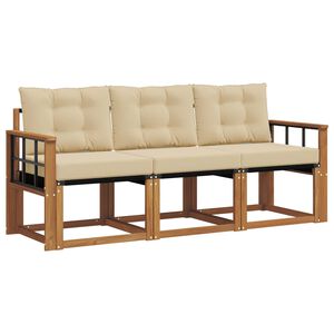 vidaXL Outdoor-Sofagarnitur mit Kissen 3 pcs Natur und Beige