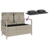 vidaXL Gartenbank mit Stauraum und Kissen Hellgrau Poly Rattan
