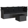 vidaXL 5-tlg. Garten-Sofagarnitur mit Kissen Schwarz Poly Rattan