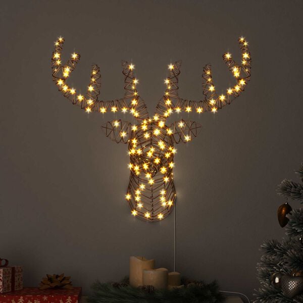 vidaXL Rentier Zieh Schlitten Warmwei&szlig; 68 x 36,5 x 62,5 cm Rattan