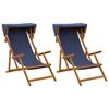 vidaXL Liegestuhl 2 pcs 3 Position Massives Eukalyptus Holz Blau