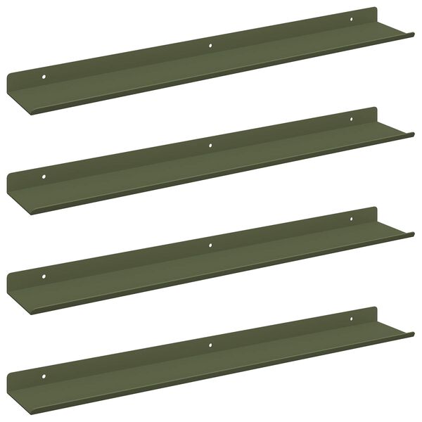 vidaXL Schwebendes Regal 4 pcs Olive Gr&uuml;n 60 x 9 x 2,5 cm Stahl
