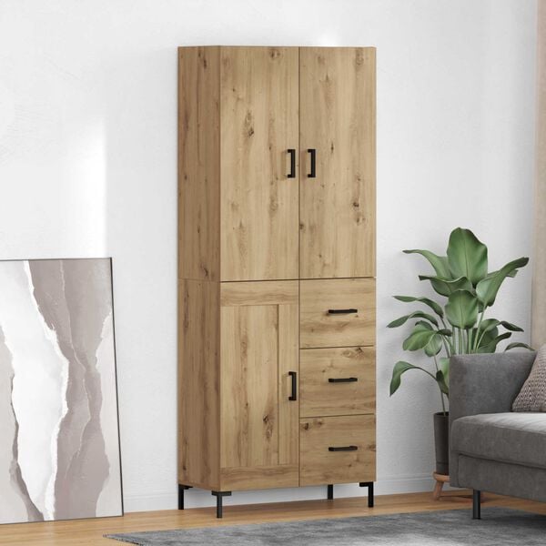 vidaXL Highboard Artisan-Eiche 69,5 x 34 x 180 cm Holzwerkstoff
