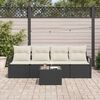 vidaXL Sofa Set 5 pcs Schwarz und Creme Poly-Rattan