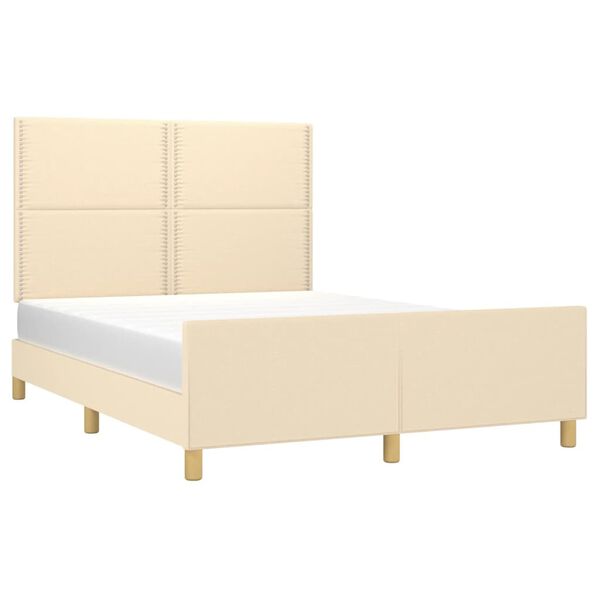 vidaXL Bettgestell ohne Matratze Creme 140x190 cm Stoff