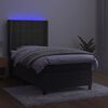 vidaXL Boxspringbett mit Matratze & LED Dunkelgrau 90x200 cm Samt