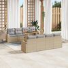 vidaXL Garten-Sofa-Set mit Speicher 9 pcs Beige Poly Rattan