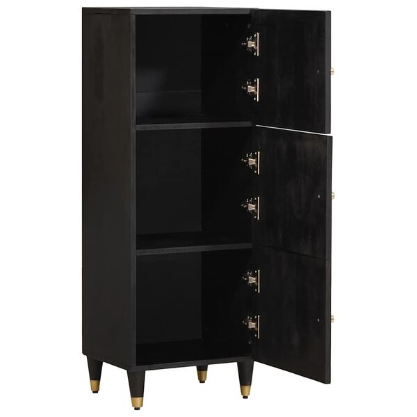 vidaXL Highboard mit Regal Schwarz 40 x 33 x 110 cm Massivholz Mango