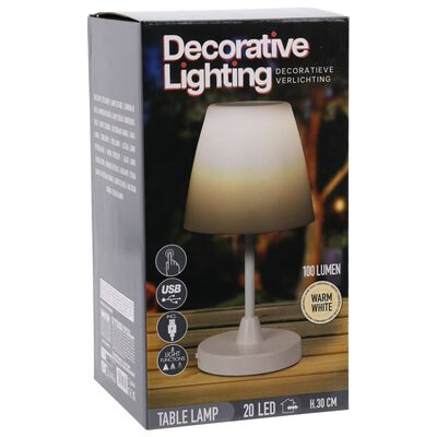 H&S Collection LED-Tischlampe Wiederaufladbar Weiß 13x30 cm
