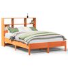 vidaXL Massivholzbett mit Regal ohne Matratze Wachsbraun 150x200 cm