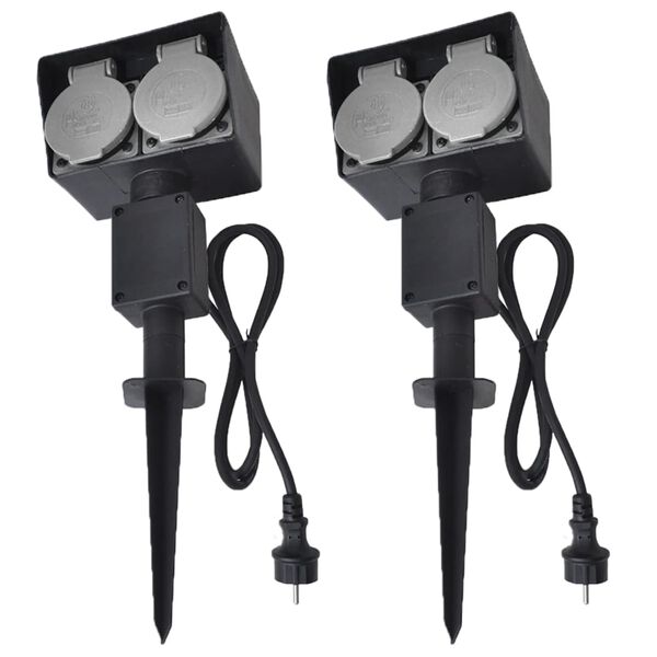 vidaXL Gartensteckdosen mit Erdspie&szlig;en 2 Stk.