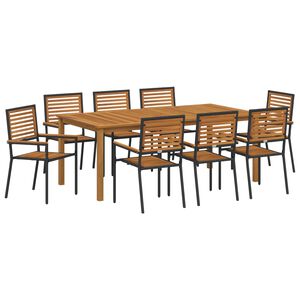 vidaXL Garten Essgruppe 9 stk. Schwarz Massivholz Akazie