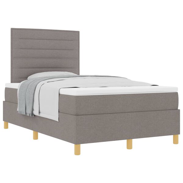 vidaXL Boxspringbett mit Matratze Taupe 120 x 200 cm Stoff