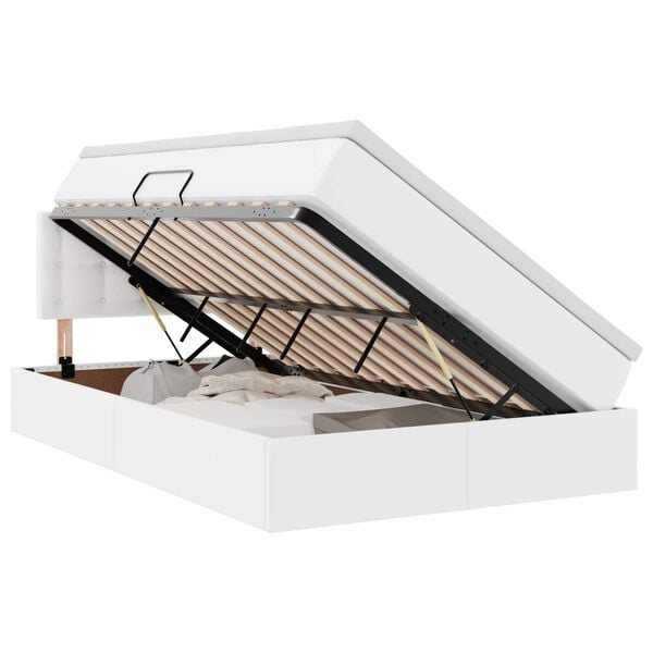 vidaXL Bett mit Stauraum und LED Weiß 120 x 190 cm Kunstleder