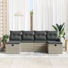 vidaXL Sofa Set mit Kissen mit Speicher 6 pcs Hellgrau Poly-Rattan