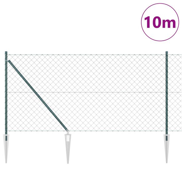 vidaXL Zaunpfosten Gr&uuml;n 10 x 1 m (60 x 60 mm Maschen) Stahl und PVC