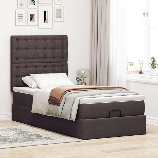 vidaXL Ottoman-Bett mit Matratze Dunkelbraun 100x200 cm Stoff