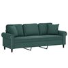 vidaXL 3-Sitzer-Sofa mit Zierkissen Dunkelgr&uuml;n 180 cm Samt