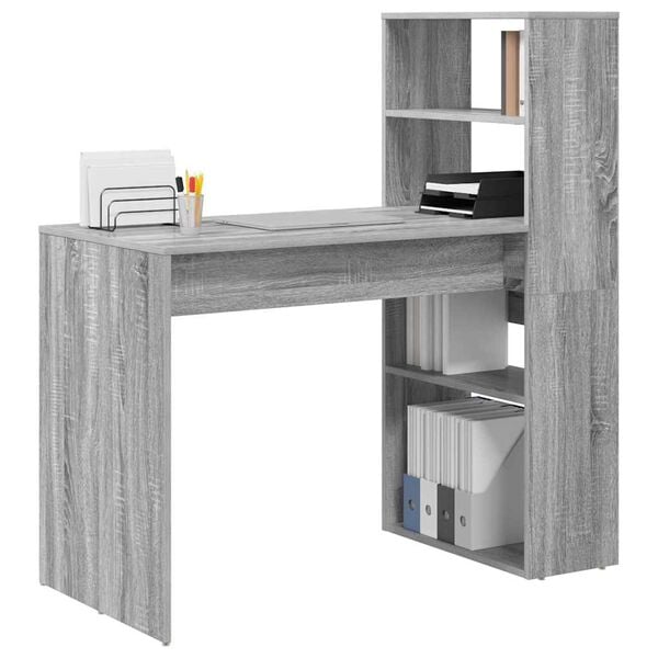 vidaXL Schreibtisch Graues Sonoma 113 x 54 x 120 cm Holzwerkstoff
