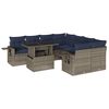 vidaXL 9-teiliges Gartensofa-Set mit Kissen, grau, Polyrattan