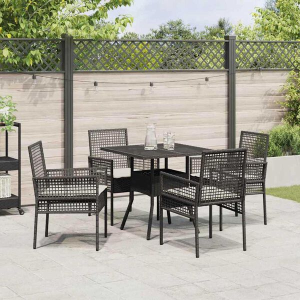 vidaXL Garten Essgruppe 5 pcs Schwarz Poly-Rattan