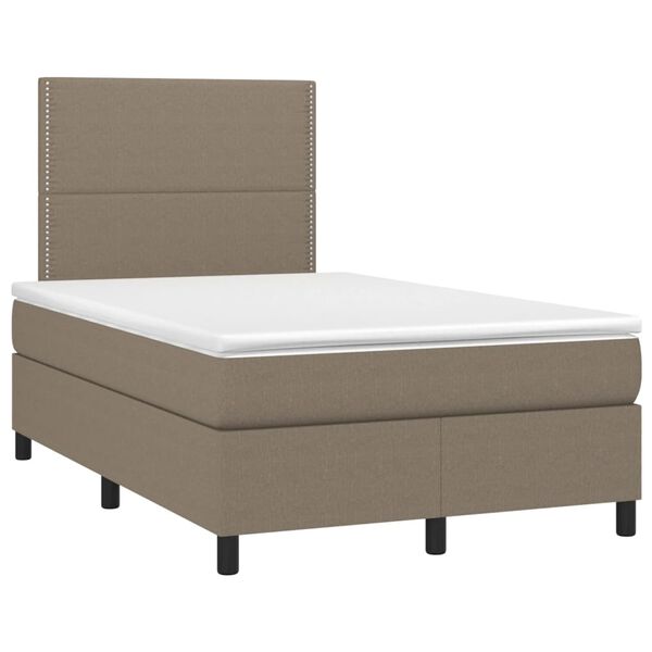 vidaXL Boxspringbett mit Matratze & LED Taupe 120x190 cm Stoff