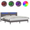 vidaXL Bettrahmen mit LED-Lichtleisten Grau 200 x200 cm Kunstleder