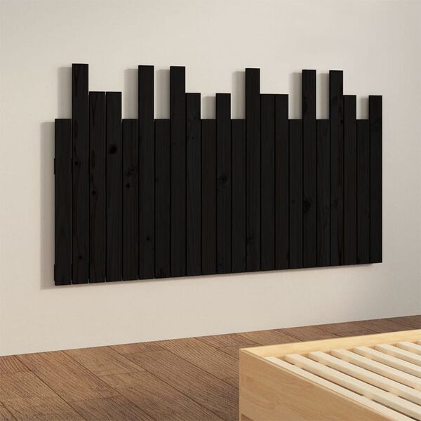 vidaXL Wand-Kopfteil Schwarz 140x3x80 cm Massivholz Kiefer
